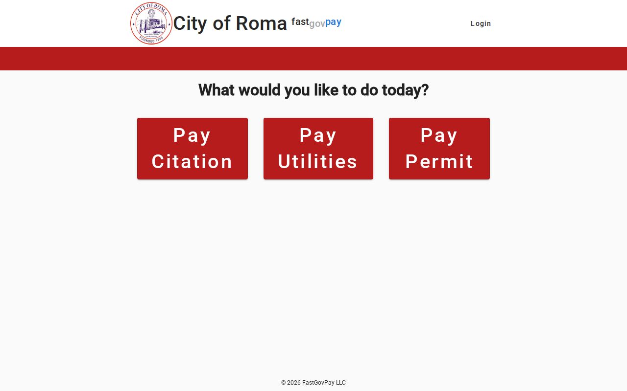 Roma court records citation payment page
